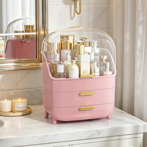 3-Tier Skincare Makeup Organizer with Drawers for Vanity and Bathroom Countertop