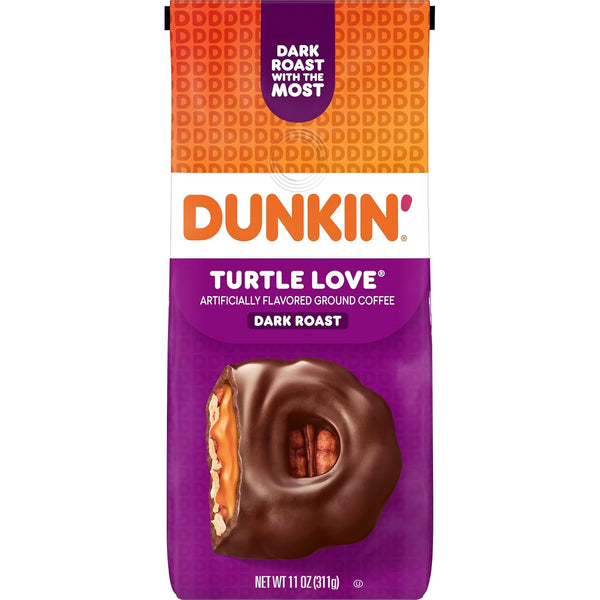 Dunkin' Donuts French Vanilla medium roast coffee, 12 Oz bag, ground, artificially flavored, versatile brewing, at home