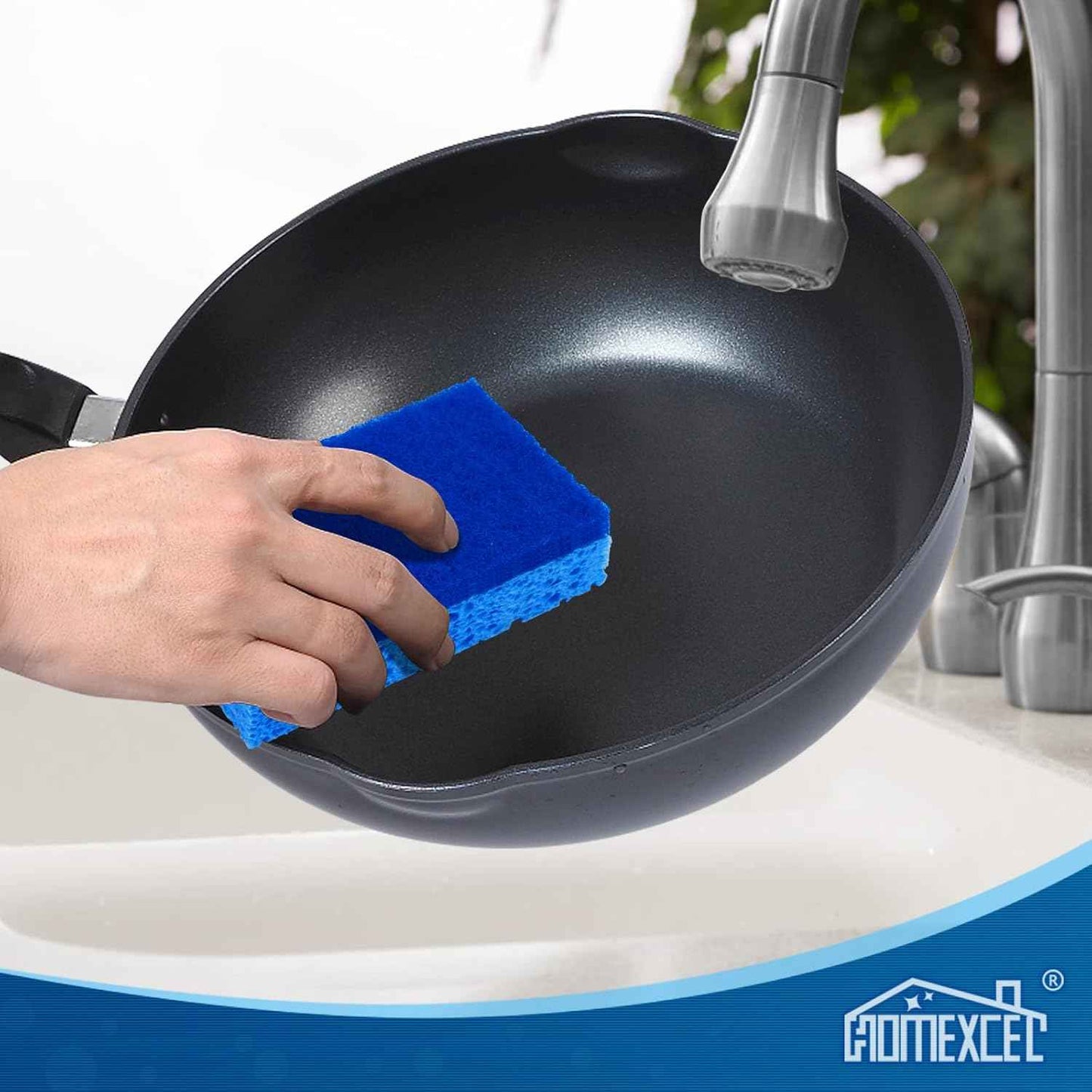 HOMEXCEL Sponges Kitchen 24pcs, Non-Scratch Scrub Dish Sponge Safe on Non-Stick Cookware, Dual Sided Cleaning Sponges for Kitchen, Household, Bathroom and More