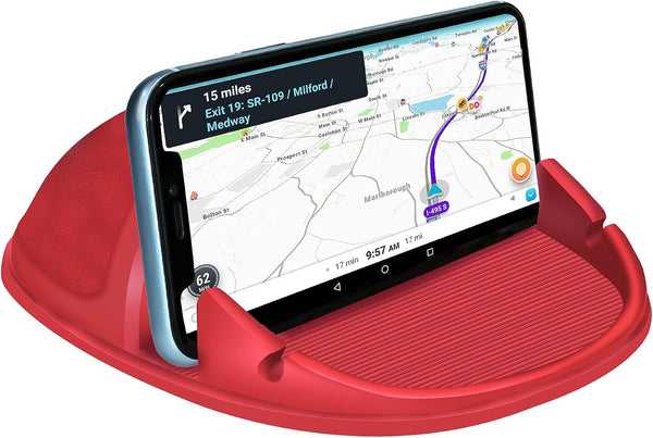 Car Phone Holder, Car Phone Mount Silicone Car Pad Mat for Various Dashboards, Slip Free Desk Phone Stand Compatible with iPhone, Samsung, Android Smartphones, GPS Devices and More, Black