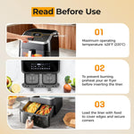 Vailnd Rectangle Air Fryer Paper Liners 200Pcs for Ninja DZ201&DZ550 | Bella Slim 4QT&6QT | Cosori | Instant Dual‑basket Air Fryer, Simple Cleanup, Greasy Proof, Disposable Airfryer Sheets 8.6x5.5In