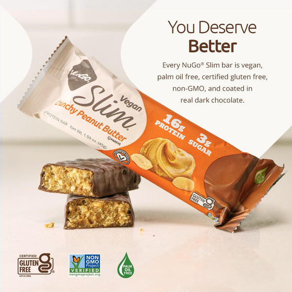 NuGo Slim Dark Chocolate Crunchy Peanut Butter Protein Bars, 24 Count