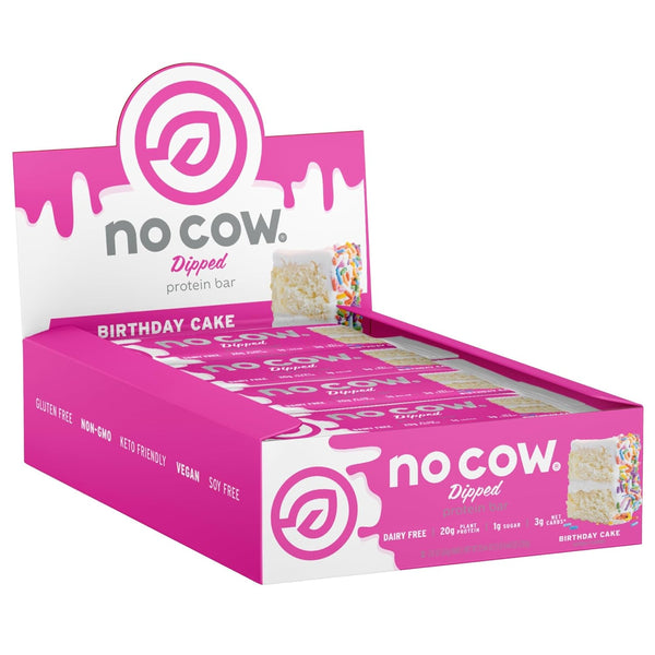 No Cow Vegan Protein Bars, Upgraded Chocolate Chip Cookie Dough, 20g Plant Based Protein, Gluten Free, Dairy Free, Soy Free, Keto Friendly, Low Sugar, High Fiber Snack Bars, Pack of 12
