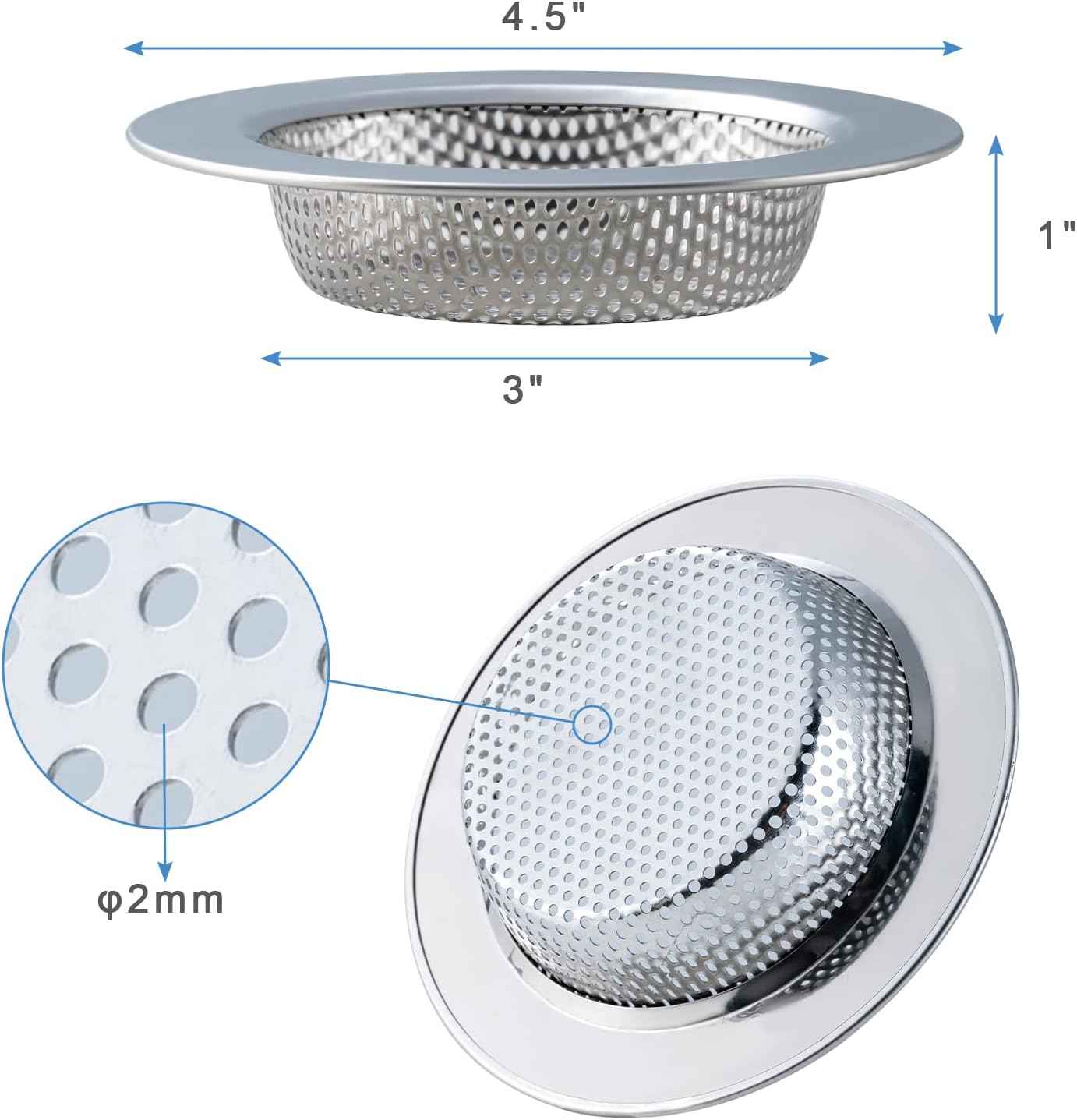 2 Pcs Sink Strainer for Most Kitchen Sink Drain Basket, Upgraded Double-Layer Safe Design Kitchen Sink Strainer (Outer Diameter 4.5 Inch)