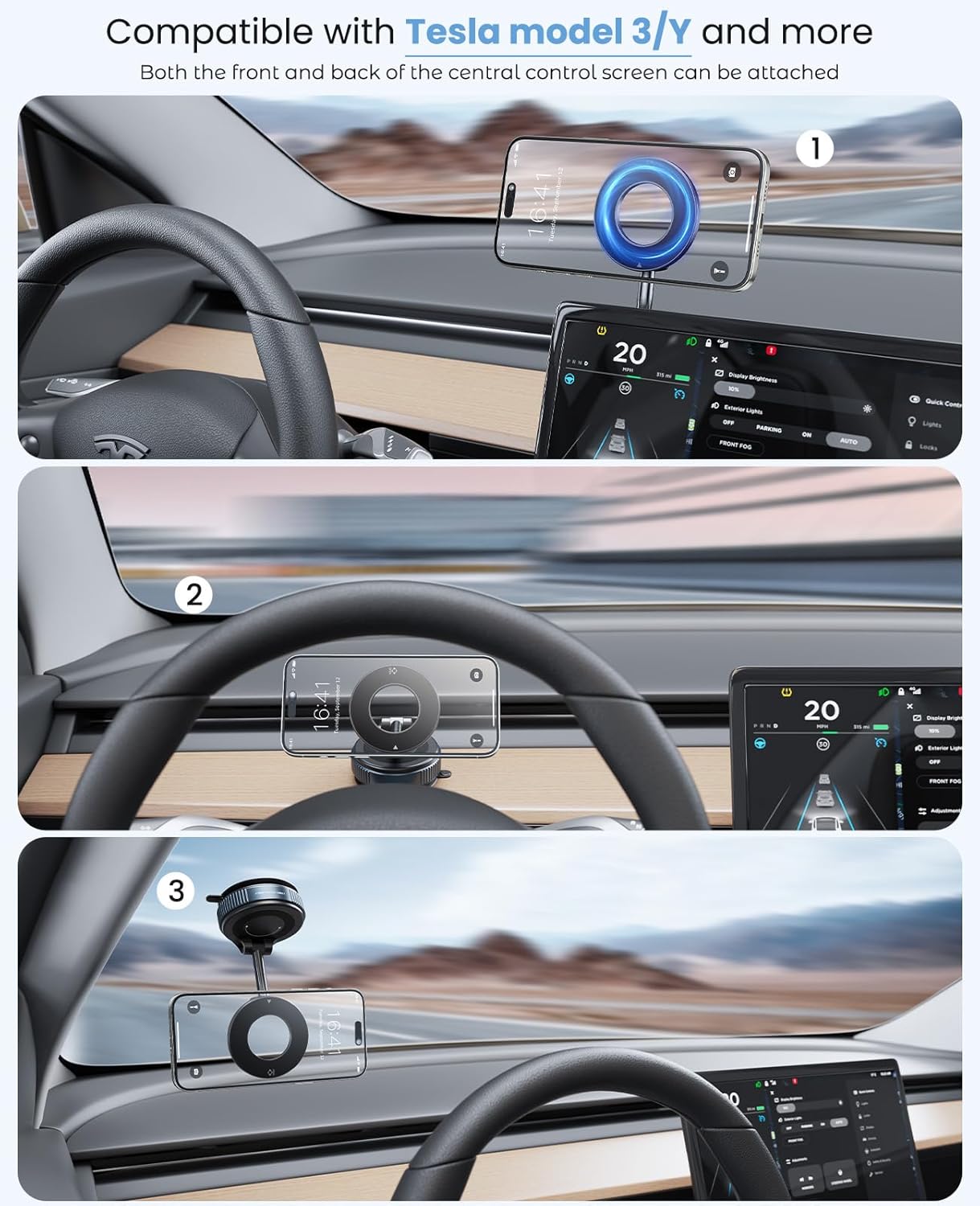 Magnetic Suction Cup Phone Mount for Magsafe, 360° Adjustable Magnetic Car Phone Holder, Pocket Size Foldable Car Mount, Cell Phone Holders for Your Car for iPhone 17 16 15 14 13 12 Series