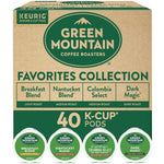 Green Mountain Coffee Roasters Favorites Collection includes 4 boxes of K-Cup pods with light, medium, and dark roasts