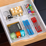 14-piece clear drawer organizer set for versatile storage