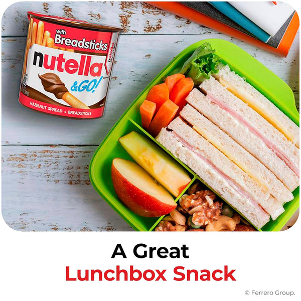Nutella & GO! Chocolate Hazelnut Spread with Breadsticks, 24 Bulk Snack Packs, 1.8 oz Each