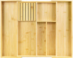 Bamboo Silverware Drawer Organizer Kitchen Utensil Storage