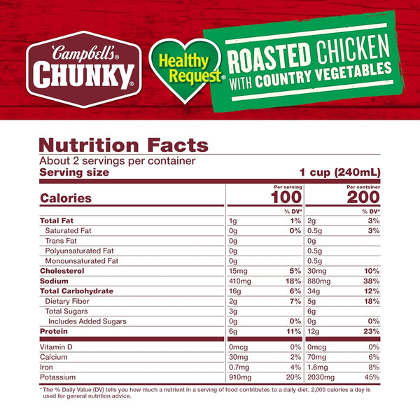 Campbell's Chunky Healthy Request Roasted Chicken Soup, 12-Pack, 18.6 Oz Cans with Vegetables