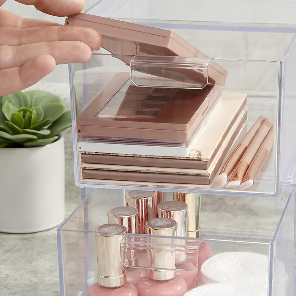 Stackable Clear Plastic Organizer Drawers for Cosmetics and Beauty Supplies