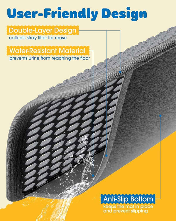 Grey Small Litter Trapping Mat, Easy to Clean Waterproof Kitty Litter Mats for Floor, 23.2'' x 14.6''