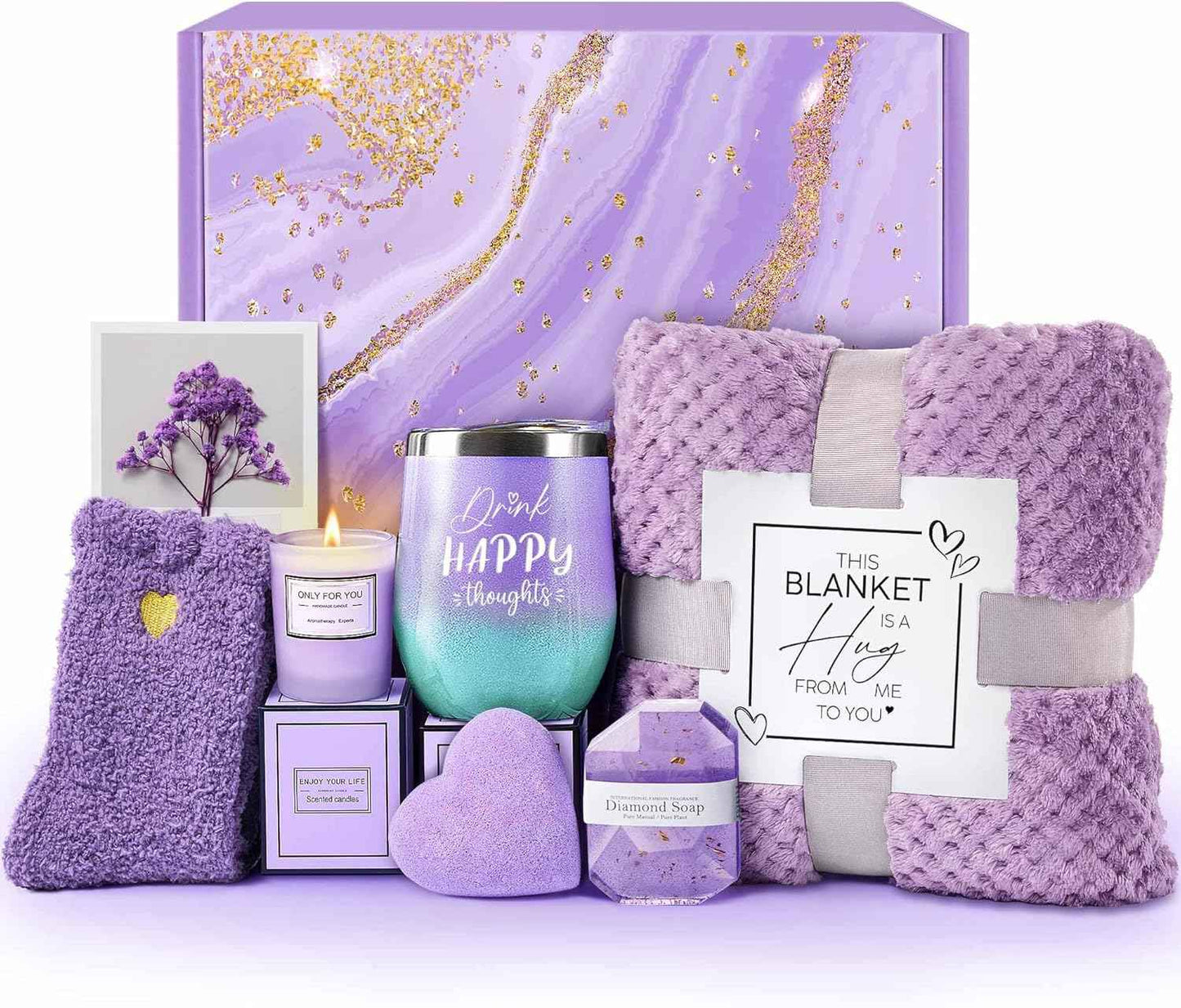 for Women, Self Care Get Well Soon Gifts, Luxury Rose Spa Bath Gift Basket - Unique Birthday Valentines Day for Mom Grandma Daughter Her Wife Girlfriend