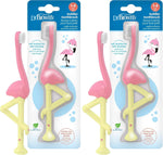 Dr Brown's Baby Toddler Toothbrush Green and Orange Dinosaur 2-Pack Ages 1-4 Years Soft Bristles Suction Cup Base
