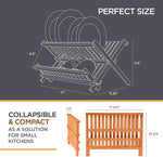 Bambusi Collapsible Bamboo 2 Tier Foldable Wooden Dish Drainer for Countertop