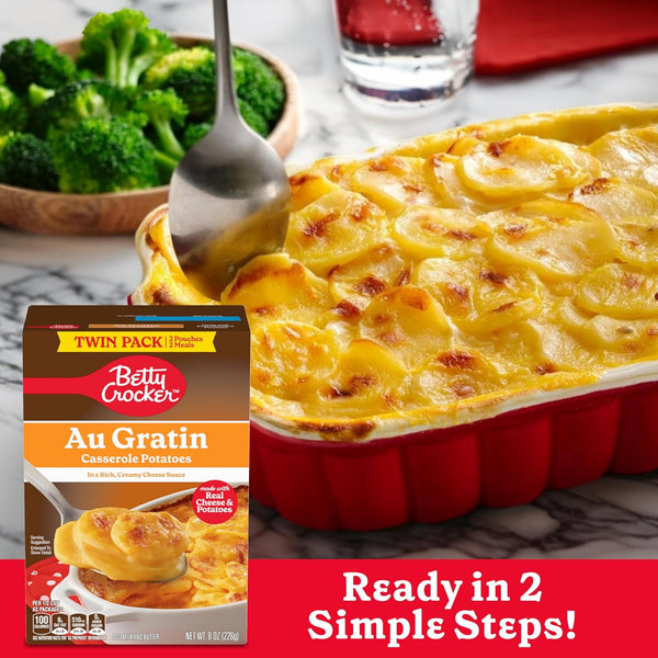 Betty Crocker Au Gratin Casserole Potatoes, Made with Real Cheese, Twin Pack, 8 oz