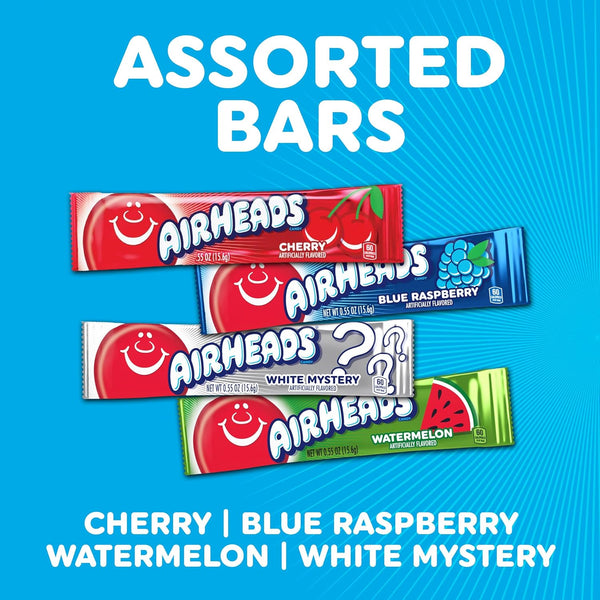 Airheads Full-Size Candy Bars Variety Pack Individually Wrapped 60 Count Box