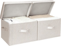 StorageWorks Fabric Storage Bins with Lid, Decorative Storage Boxes for Shelves and Closets