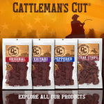 Cattleman's Cut Peppered Beef Jerky, Premium Marinated Steak Snacks, 10 Ounces