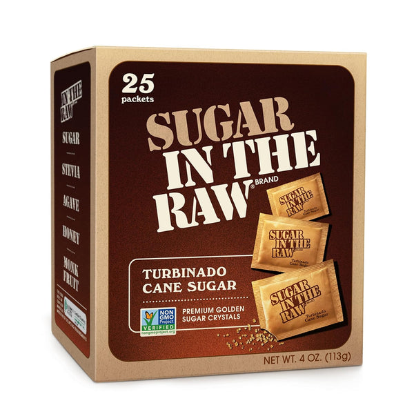 Sugar In The Raw Turbinado Cane Sugar Packets, 200 Ct Box, Pure, Non-GMO, Kosher, Vegan
