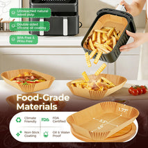 305 Pcs Air Fryer Liners for Bella Slim | Ninja DZ201 | Cosori Dual Air Fryer, Non Stick Rectangle Air Fryer Liners Disposable, Dual Airfryer Liners Parchment Paper Sheets