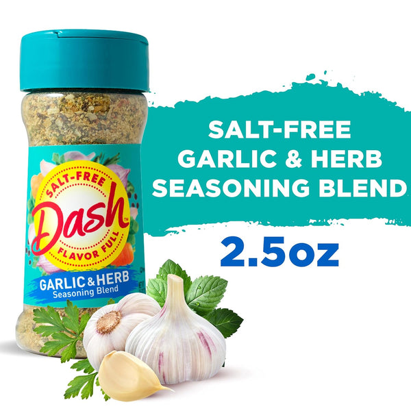 Dash Garlic & Herb Salt-Free Seasoning Blend, 2.5 Ounce, No Preservatives