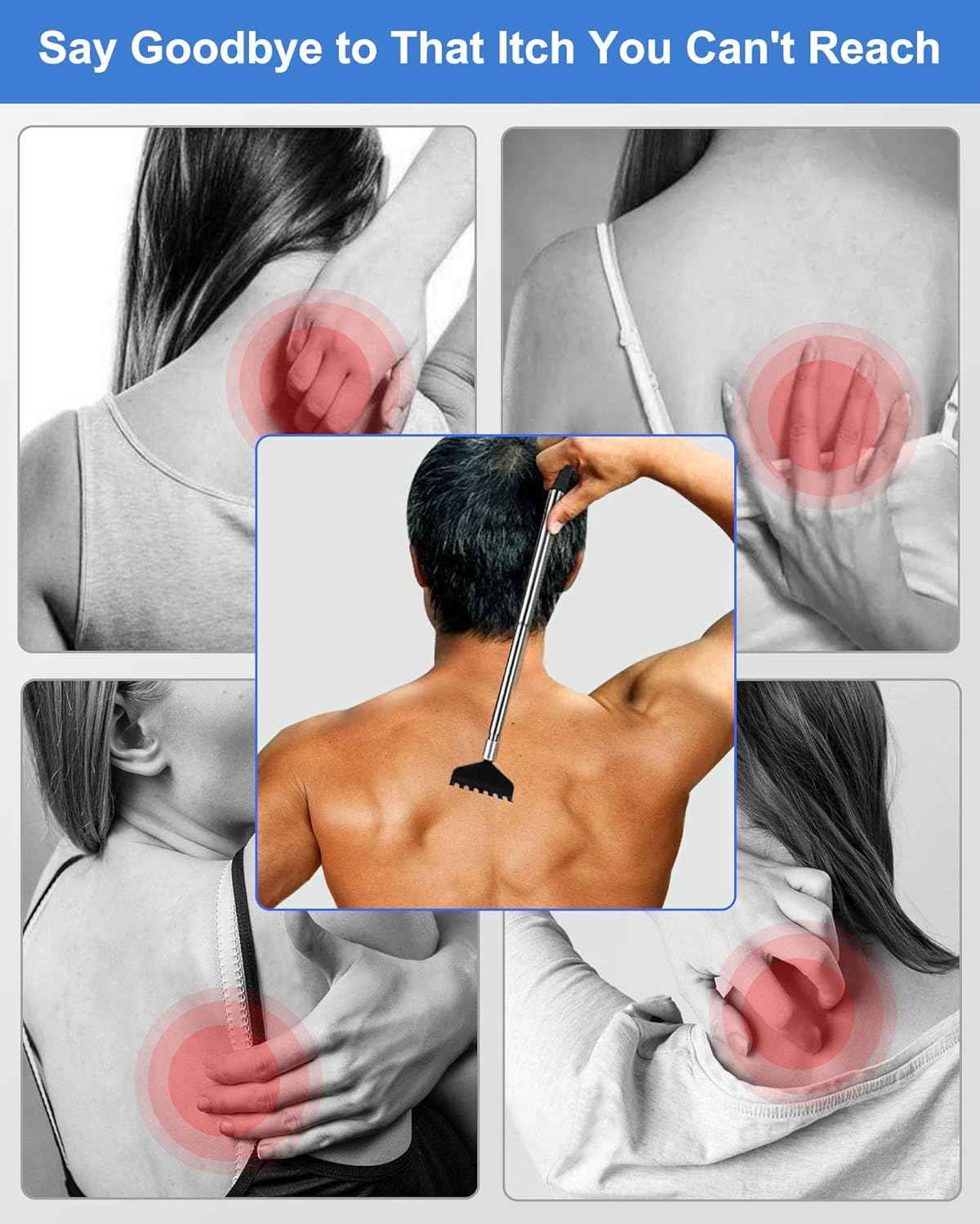 Portable Extendable Back Scratcher, 2 Pack Metal Telescoping Backscratchers for Adults, Kids,Dogs Itch Scratcher with Beautiful Gifts Packaging