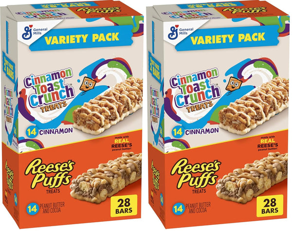 Cinnamon Toast Crunch and REESE'S PUFFS Cereal Bars Value Pack 28 Ct 23.8 oz