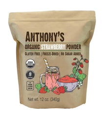 Anthony's Organic Strawberry Powder, 12 oz, Freeze Dried, Gluten Free, Non GMO