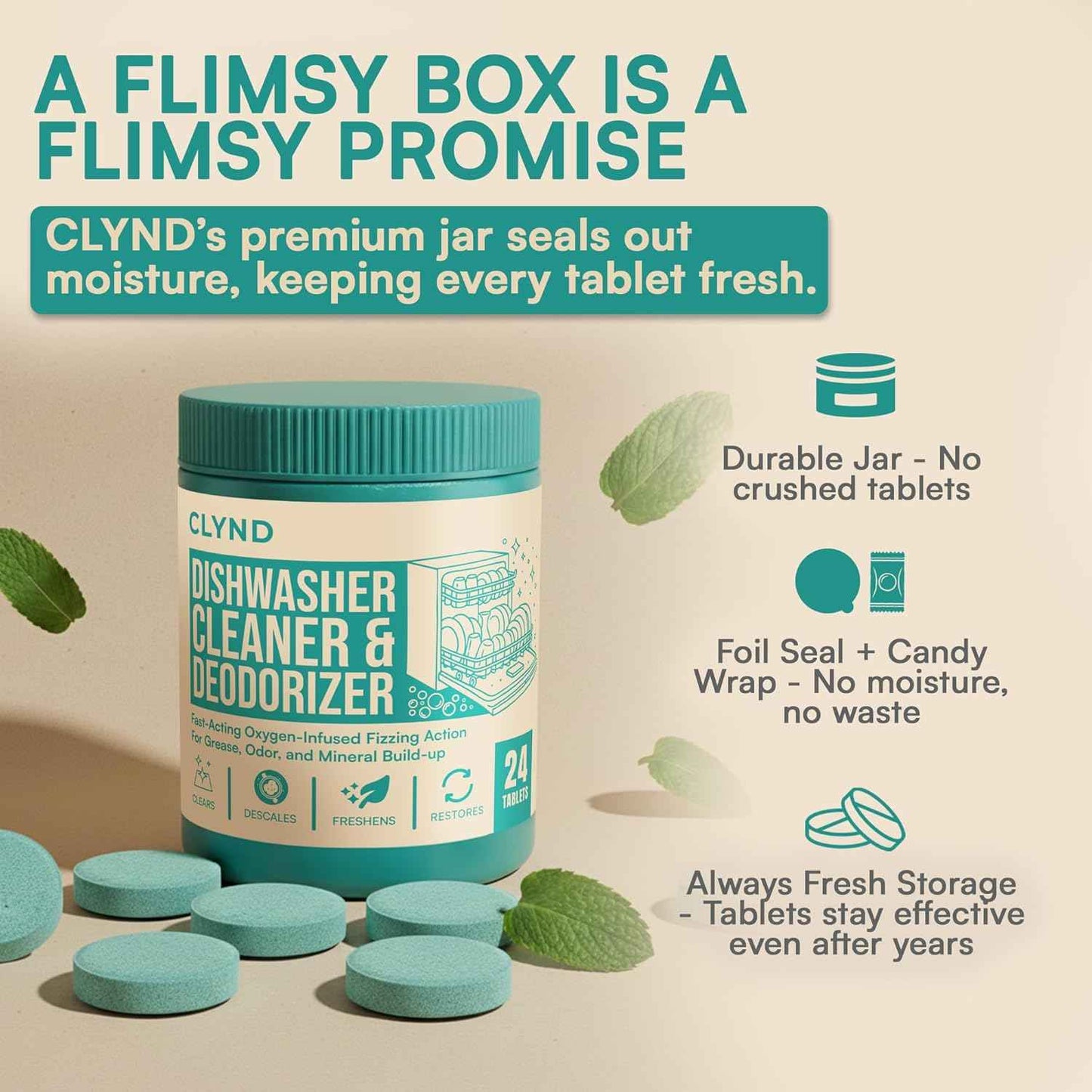 Dishwasher Cleaner and Deodorizer Tablets - 24 Pack Deep Clean Dishwasher Cleaning Tablets, Heavy Duty Streak-free Shine Dish Washer Cleaner, Natural Descaler and Odor Eliminator 12 Month Supply