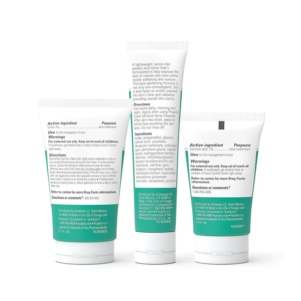 proactiv clean 3-step acne routine kit with sulfur cleanser, azelaic serum, and sensitive skin moisturizer for 30-day acne treatment