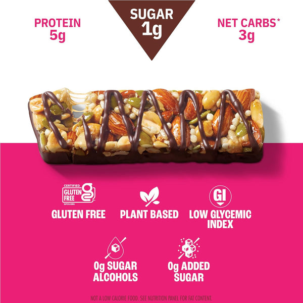 Munk Pack Fiber Nut Bars, Sea Salt Dark Chocolate, Gluten Free, 5g Fiber, 3g Net Carb, 24 Count