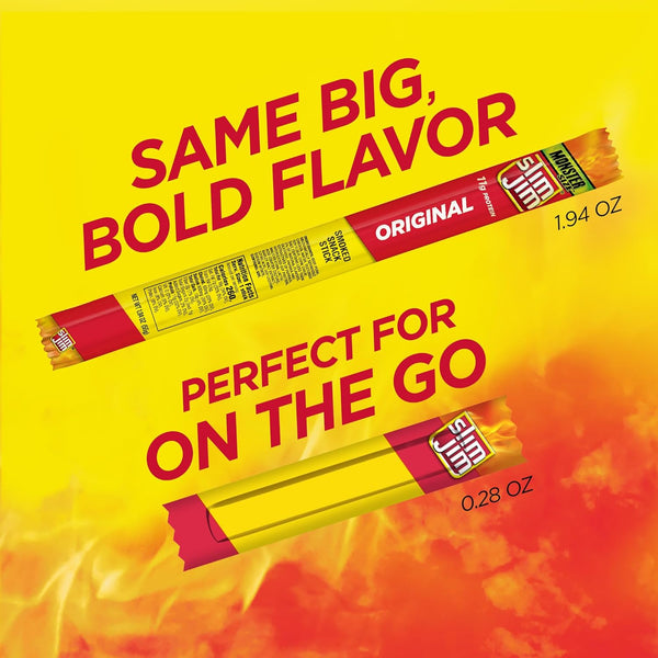 Slim Jim Original Snack Size Sticks, 46 Count, 0.28 oz Each, Beef, Pork, Chicken