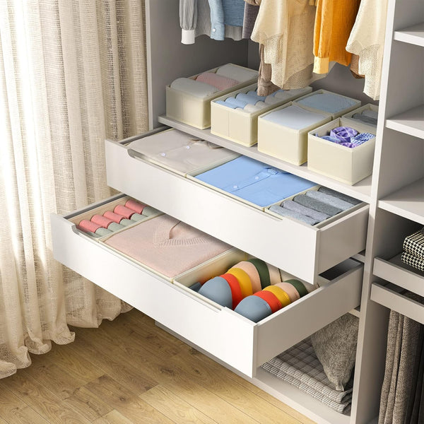 Beige Non-Woven Fabric Drawer Organizer Set of 12
