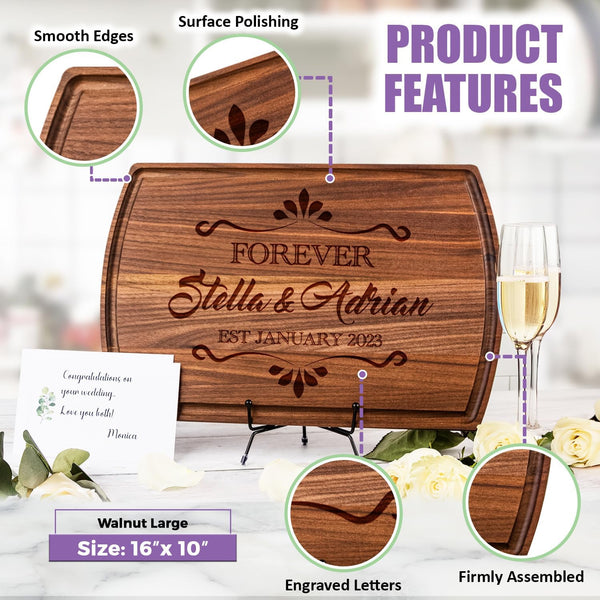 Personalized cutting board made from solid wood with deep laser engraving
