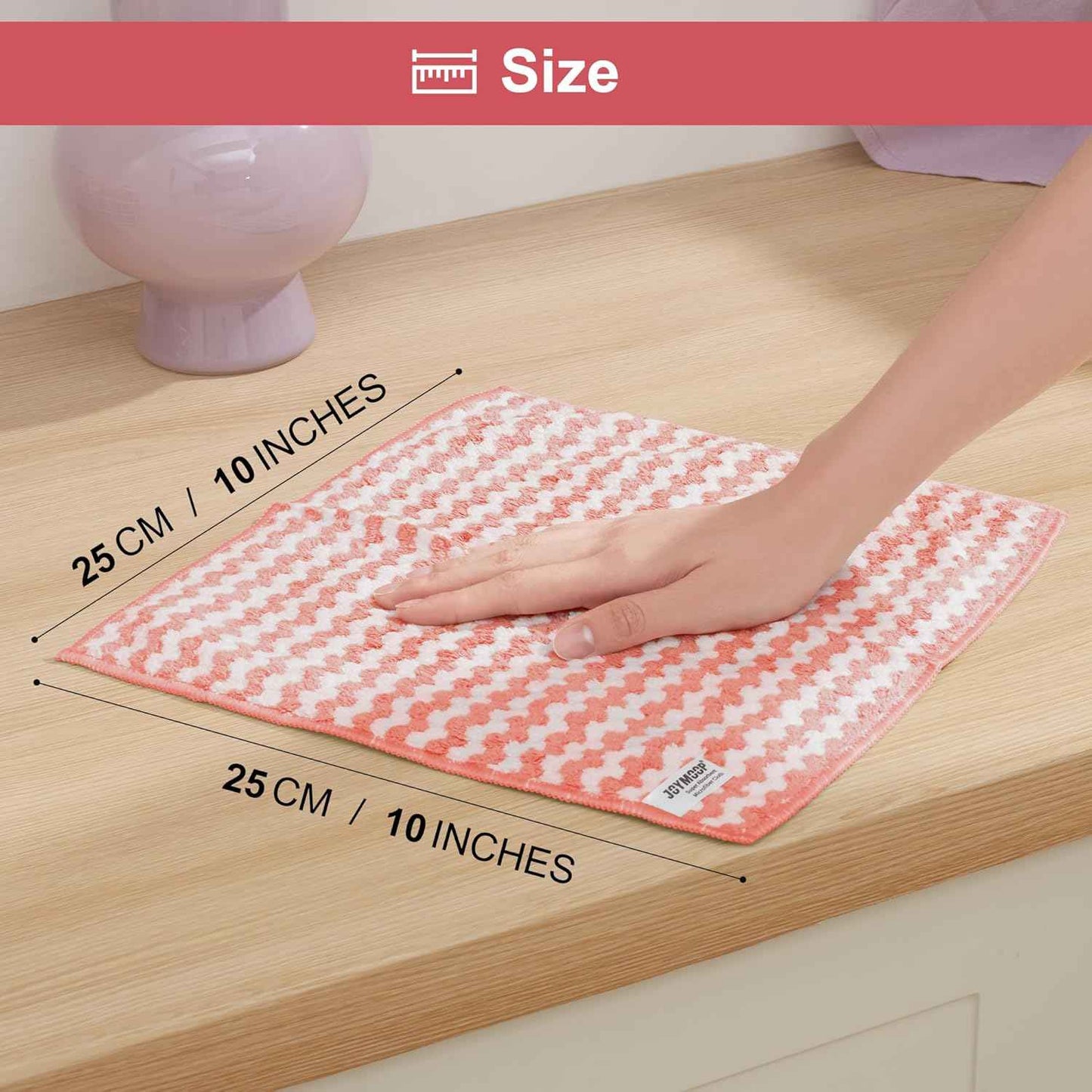 JOYMOOP 18 Pack Microfiber Cleaning Cloth, Kitchen Towels for Dish Drying Washing, Absorbent Streak Free Lint Free Rags for Cleaning, Reusable and Washable Towels - 10" x 10"