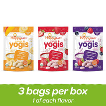 Happy Baby Organics 3 Flavor Yogis Freeze-Dried Yogurt & Fruit Snacks Variety Pack, 1 Ounce, 3 Count