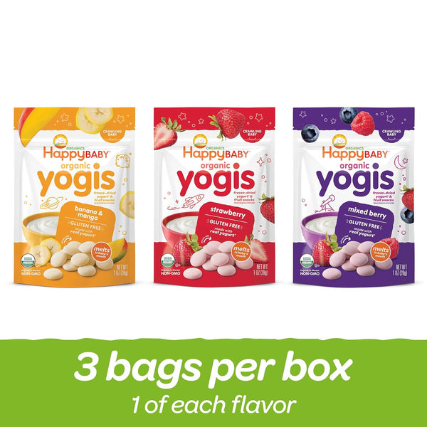 Happy Baby Organics Yogis Freeze-Dried Yogurt & Fruit Snacks Variety Pack