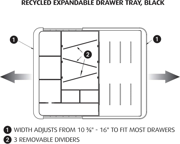 Adjustable drawer organizer tray for office and home use