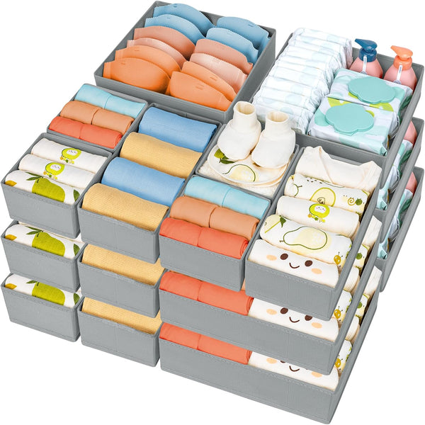 DIMJ 15-Piece Drawer Organizer Set for Bedroom and Closet Storage
