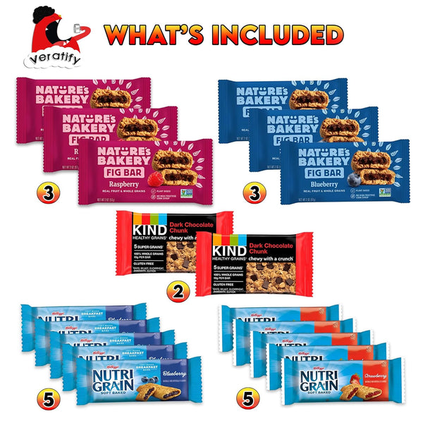 Veratify Mixed Snack Box, 66 Count, Variety Pack, Granola Bars, Bulk, Gift Basket