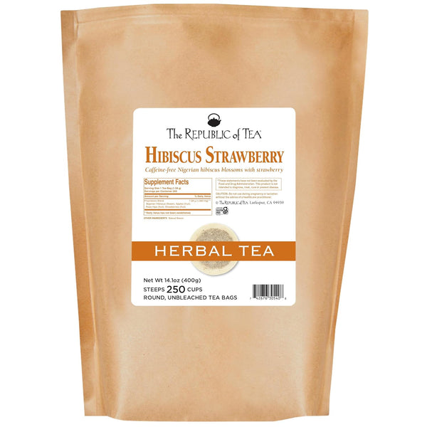 The Republic of Tea Hibiscus Strawberry Tea 36 Tea Bags Herbal Blend Caffeine Free Gluten Free