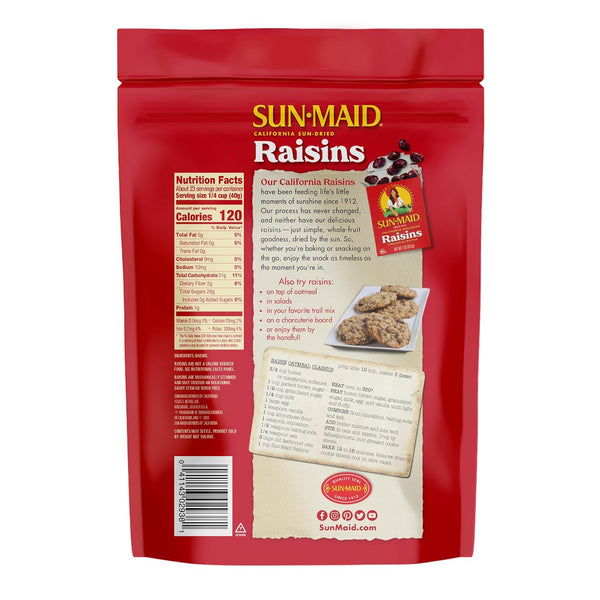Sun-Maid California Sun-Dried Raisins - 2 Pack, 32 oz Resealable Bag - Healthy Dried Fruit Snack