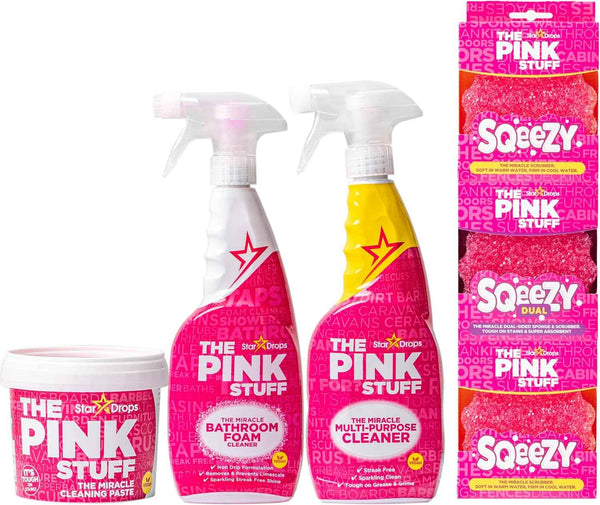Stardrops pink stuff ultimate cleaning pack with miracle paste, multi-purpose spray, and bathroom foam for kitchens and bathrooms