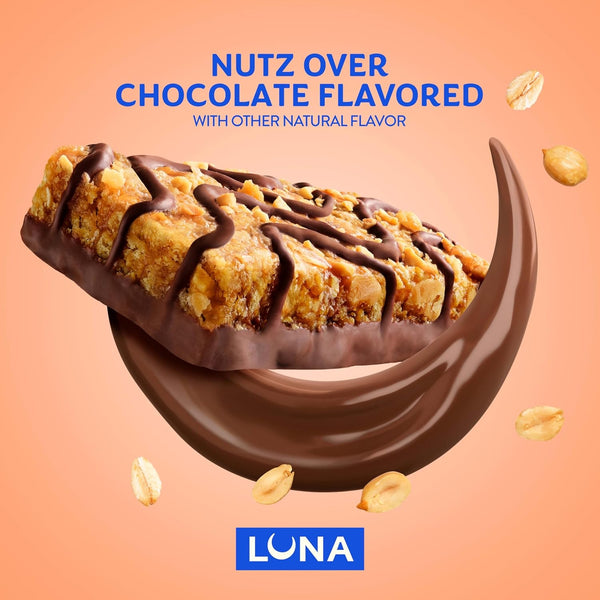 LUNA Bar Nutz Over Chocolate Flavor Gluten-Free Non-GMO 7-9g Protein Made with Organic Oats Low Glycemic
