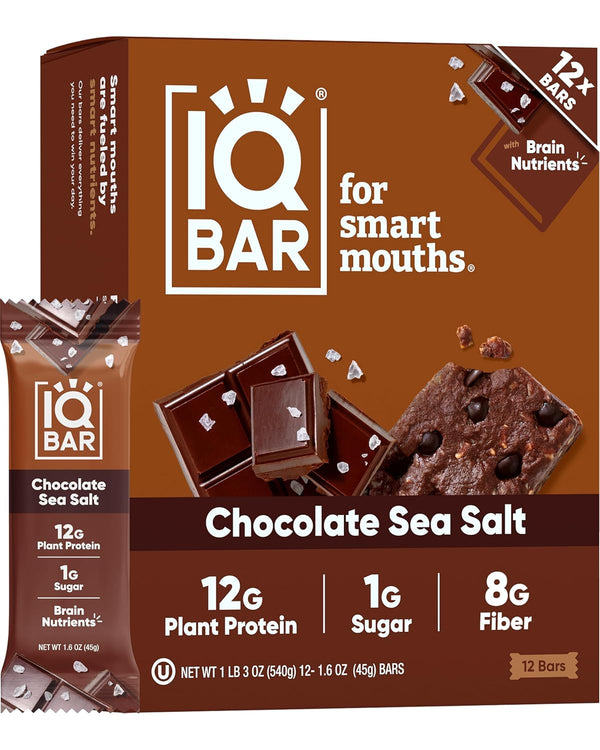 IQBAR Clean Plant Protein Bars - Chocolate Lovers Variety - 12 Count