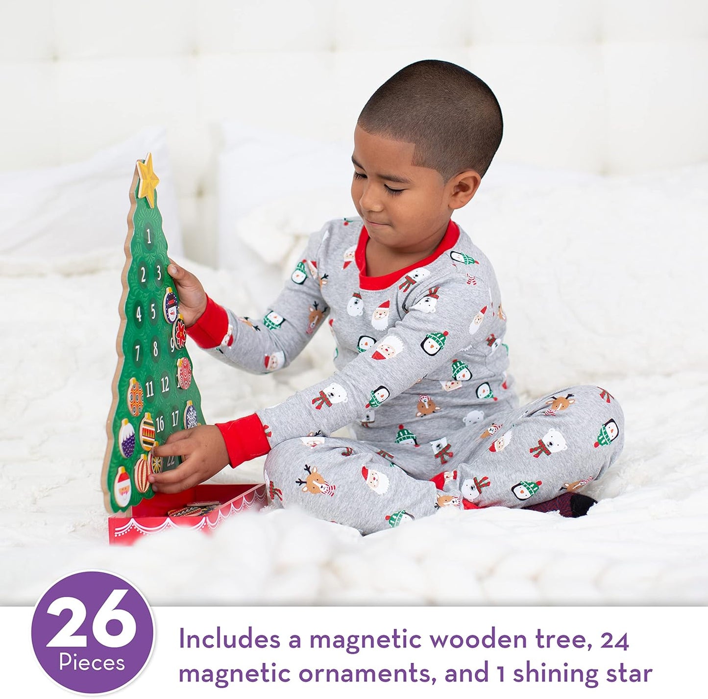 Melissa & Doug Countdown to Christmas Wooden Advent Calendar - Magnetic Tree, 25 Magnets