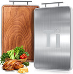 Double-sided cutting board made of titanium and ebony wood for kitchen use