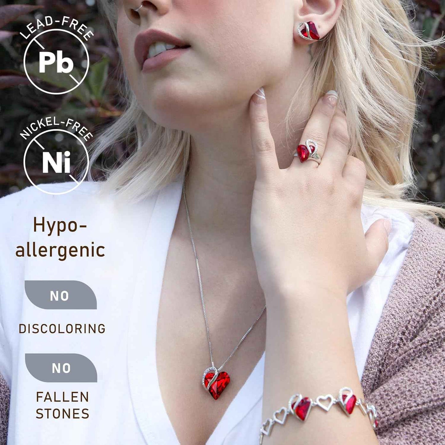 Leafael Valentine's Day Gift Necklaces for Women, Infinity Love Birthstone Heart Crystal Pendant, Birthday Anniversary Jewelry for Wife, Mom, and Her, Silver Plated, 18" + 2" Adjustable Chain | Gifts for Her, Birthday Jewelry, 18 plus 2 inch, Mom, Wife