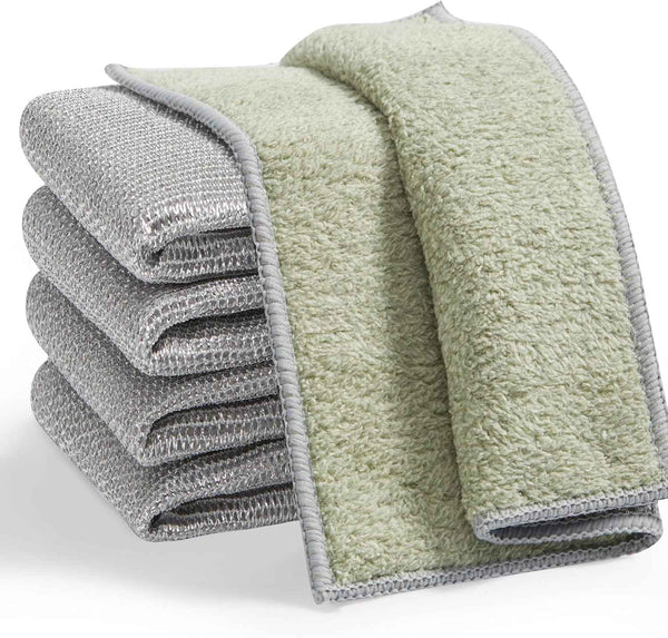 JOYMOOP 18 Pack Microfiber Cleaning Cloth, Kitchen Towels for Dish Drying Washing, Absorbent Streak Free Lint Free Rags for Cleaning, Reusable and Washable Towels - 10" x 10"